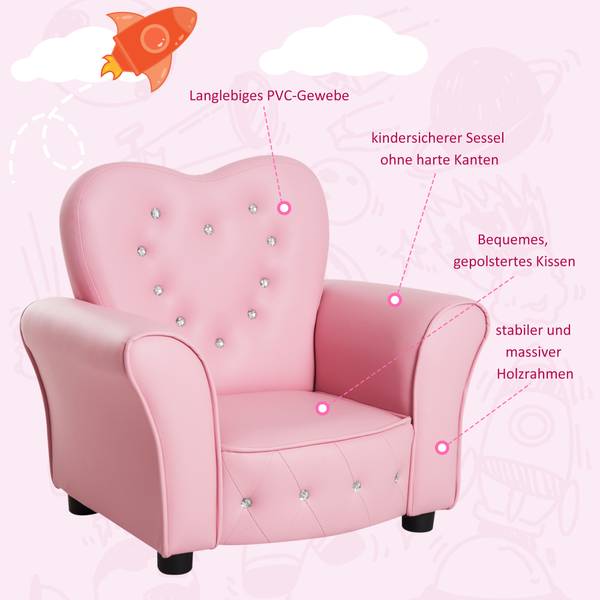 Kindersessel Prinzessin 310-025 Pink - Kunststoff - 42 x 49 x 59 cm