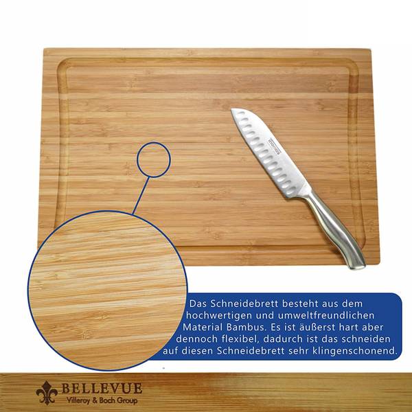Bambus Schneidebrett Bellevue Braun - Holz teilmassiv - 26 x 2 x 40 cm
