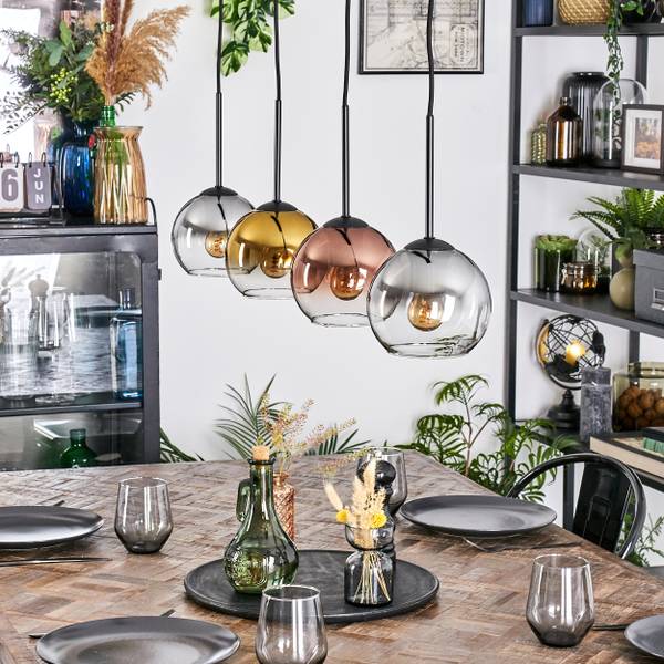Pendelleuchte Cesaro Gold - Grau - Metall - 10 x 148 x 92 cm