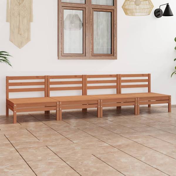 Loungeset 3008532 set van 4 bruin - grenenhout - 64 x 63 x 64 cm
