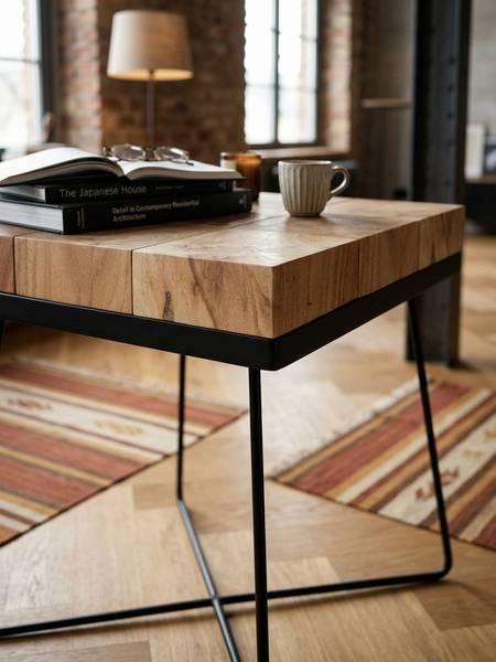 Beistelltisch ISERE Beige - Akazie - 45 x 51 x 45 cm