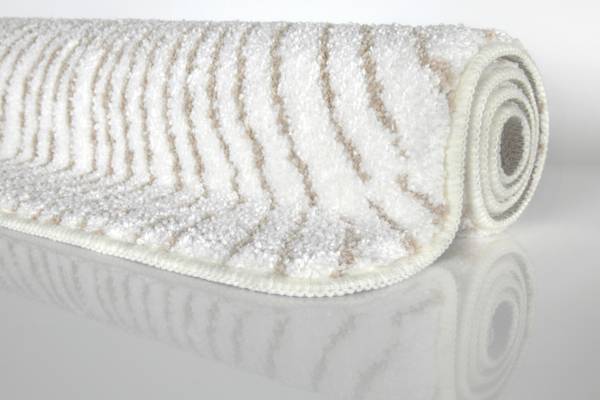 Badteppich Jasbeer Beige - Weiß - Polyester - 80 x 2 x 150 cm