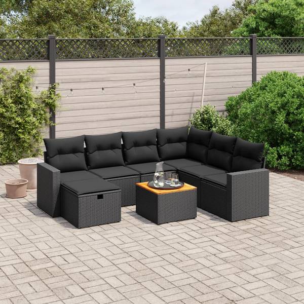 Salon de jardin 3036504-2 (lot de 8) Noir
