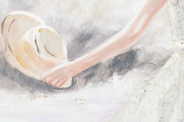 Tableau peint à la main Prairie Elina Blanc - Coton - 75 x 100 x 4 cm