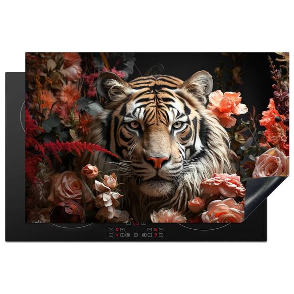 Herdabdeckplatte Tigerblumen 82 x 52 cm