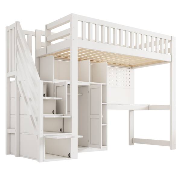 Stapelbed SHEFBuch Ⅰ wit - grenenhout - 97 x 170 x 253 cm