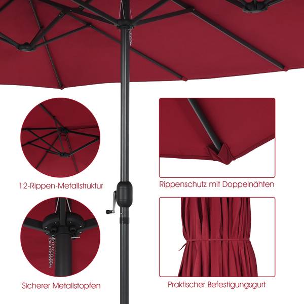Sonnenschirm ZB33825 Rot - Metall - 280 x 245 x 470 cm