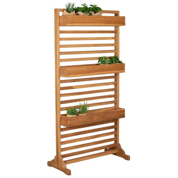 Sichtschutz Pflanzspalier Holmer Braun - Teakholz - 80 x 160 x 30 cm