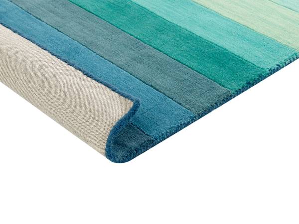 Teppich MAILSI Blau - Grau - Grün - Echtfell - 140 x 1 x 200 cm