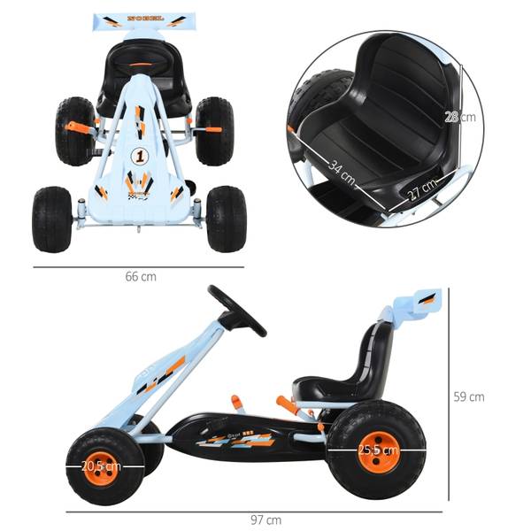 Pedal Go-Kart CT134 Blau - Metall - 66 x 59 x 97 cm
