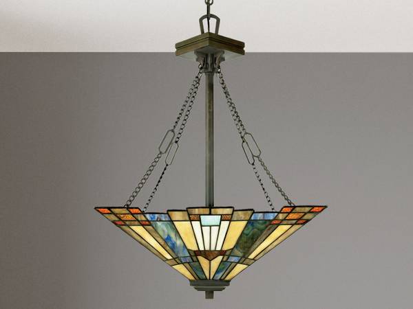 LED Tiffany Stil Pendelleuchte, Ø44,5cm Beige - Blau - Braun - Grün - Rot - Gelb - Farbglas - Mosaik - 45 x 65 x 45 cm