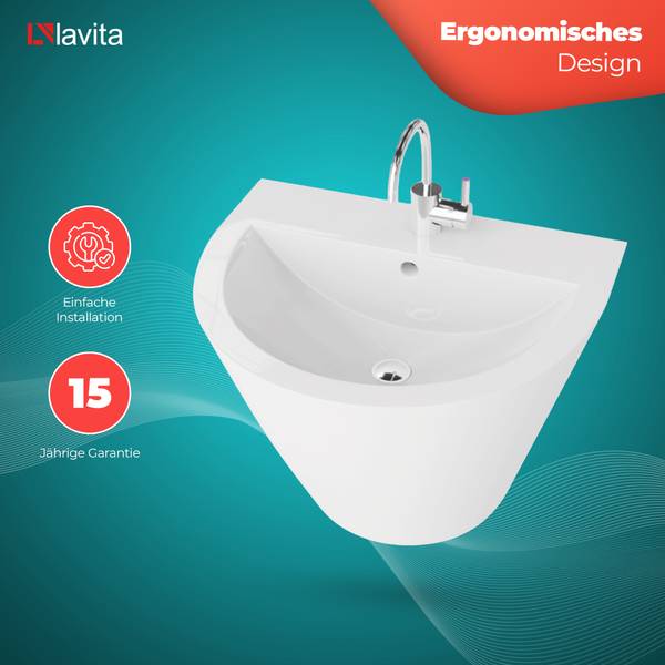 Waschbecken Lavita Alsola Weiß - Keramik - 53 x 40 x 44 cm