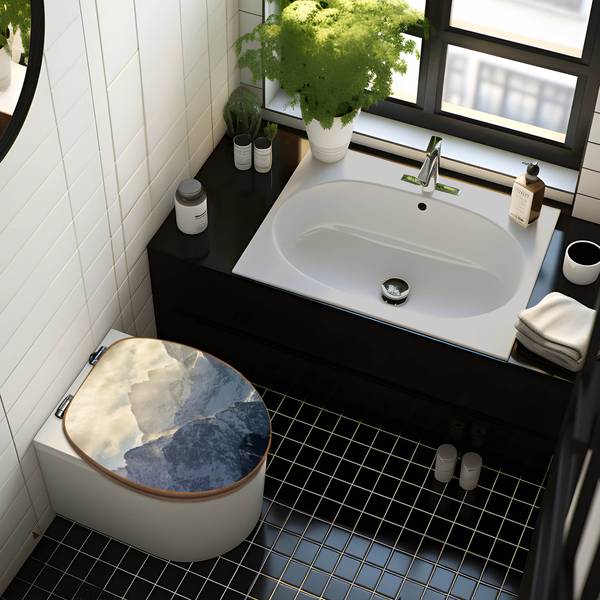 WC-Sitz mit Absenkautomatik Alpen im Son Weiß - Bambus - Holzwerkstoff - 38 x 5 x 49 cm