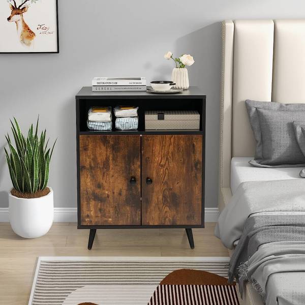 Beistelltisch mit Doppeltüren Braun - Holzwerkstoff - 45 x 75 x 60 cm