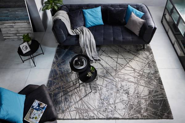 Webteppich MANCHESTER 1 Grau - Holzwerkstoff - 80 x 1 x 150 cm