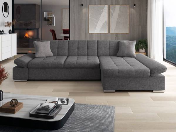 Ecksofa Montana Sale Dunkelgrau - Grau - Ecke davorstehend rechts - Webstoff