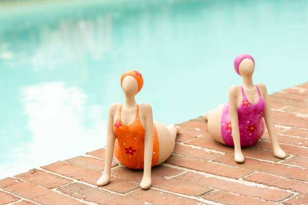 Dekofigur Set Badefreude Lilo 2er Set Orange - Pink - Kunststoff - 33 x 17 x 11 cm