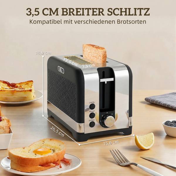 Wasserk Toaster 800-281V90BK 2er Set Schwarz - Kunststoff - 16 x 28 x 24 cm