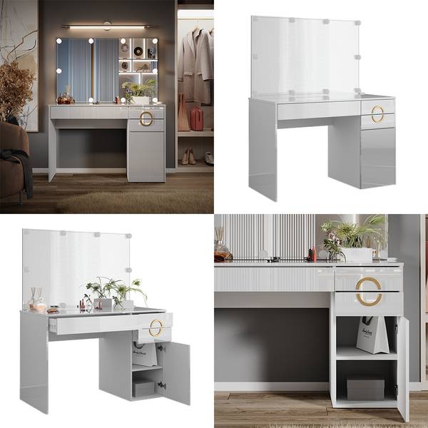 Schminktisch Adela 40858 2er set Weiß - Holzwerkstoff - 115 x 77 x 55 cm