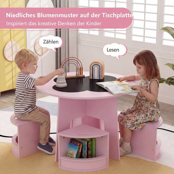 Kindersitzgruppe TK32780 5-tlg. Pink - Holzwerkstoff - 70 x 49 x 70 cm