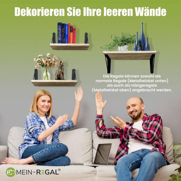 Wandregal Sam Set 3 Stk Braun - Holzwerkstoff - 42 x 14 x 15 cm
