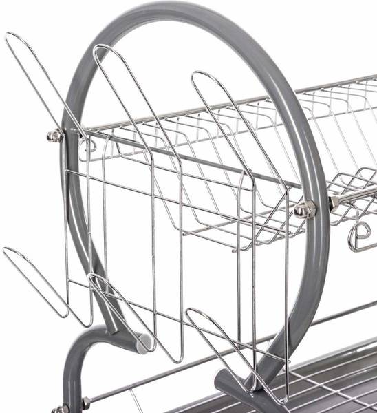 2-stufiger Abtropfständer mit Tablett Grau - Metall - 25 x 38 x 55 cm