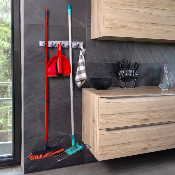 Gerätehalter Gustav Grau - Kunststoff - 12 x 7 x 43 cm