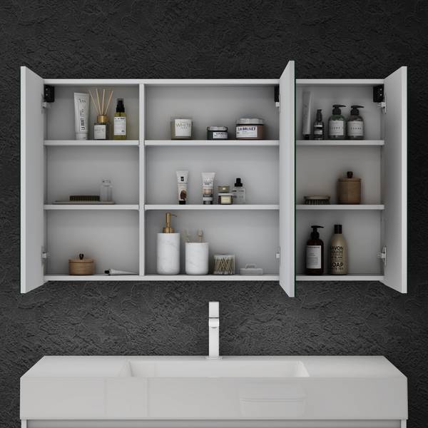 Spiegelschrank-02 Weiß - Breite: 120 cm