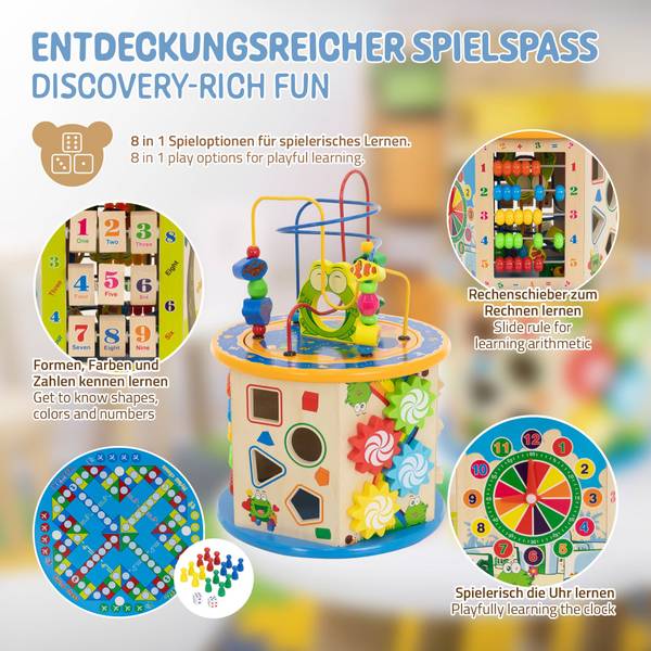 Multifunktions Motorikwürfel 8 in 1 Samt - 25 x 20 x 25 cm