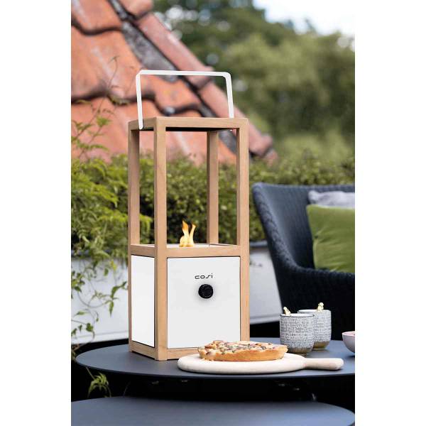 Gaslantaarn Urban wit - teakhout - 20 x 50 x 20 cm