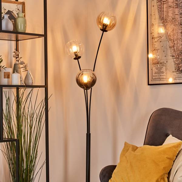 Stehlampe Cesaro Grau - Orange - Aluminium - Klarglas - 33 x 170 x 39 cm