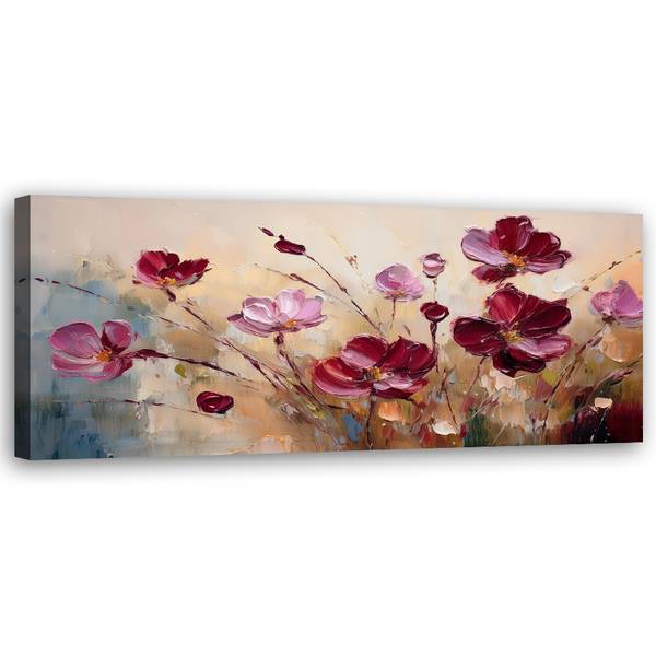 Wandbild blumen mohnblumen gemalt 150 x 50 cm