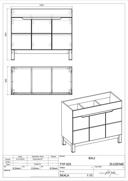 Schrank unter waschbecken BALI CUW100 3D Weiß - Melamin - 100 x 84 x 46 cm