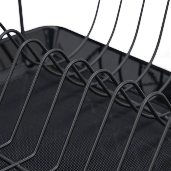 Abtropfgestell mit Auffangschale Schwarz - Eisen - 48 x 11 x 32 cm