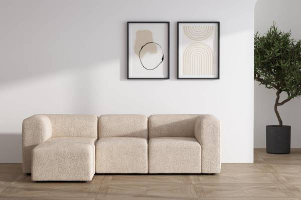 Canapé lounge Cubic Beige - En partie en bois massif - 257 x 64 x 164 cm