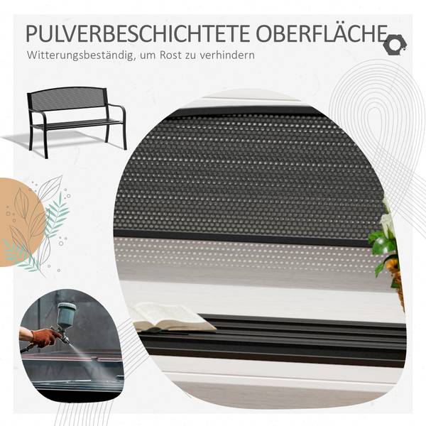 Gartenbank 84B-182BK Braun - Metall - 60 x 87 x 127 cm