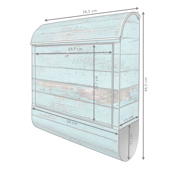 Briefkasten Stahl Blaue Holzlatten Grau - Stahl - 38 x 46 x 13 cm