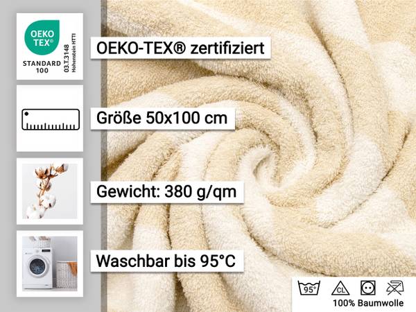 Handtücher 00000293 4er-Set Beige - Textil - 50 x 1 x 100 cm