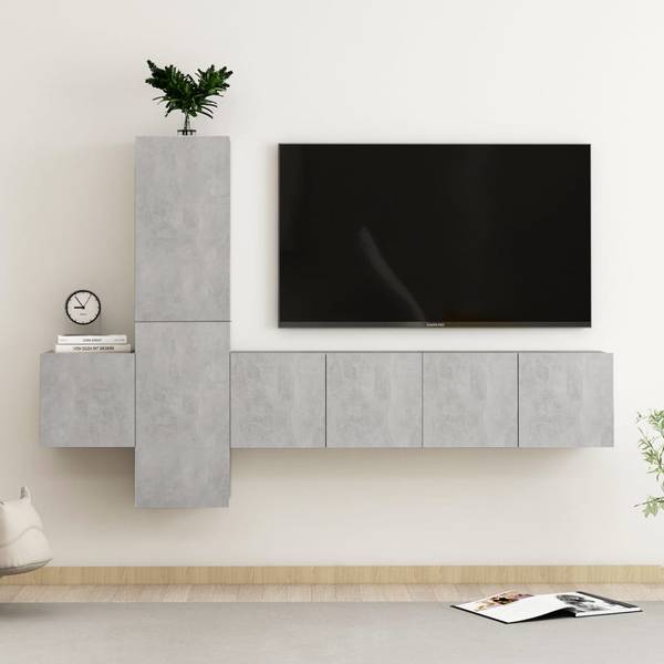TV-Schrank 5er Set D875 Grau - Holzwerkstoff - 30 x 30 x 60 cm
