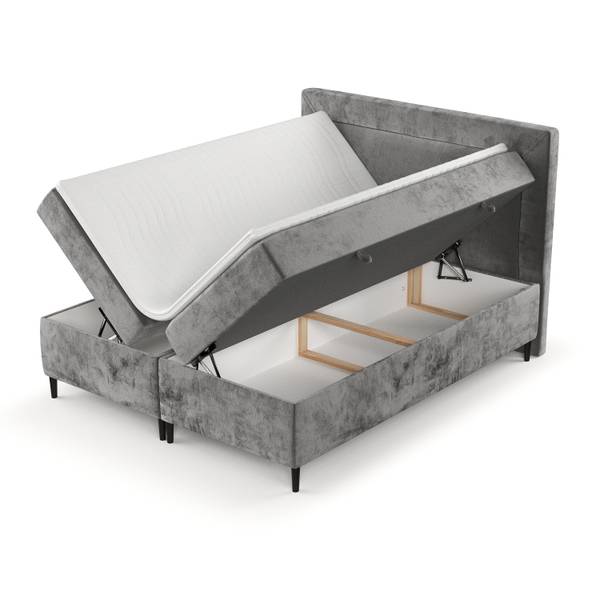 Boxspringbett Noble Bonellfederkern Grau - Liegefläche Breite: 180 cm