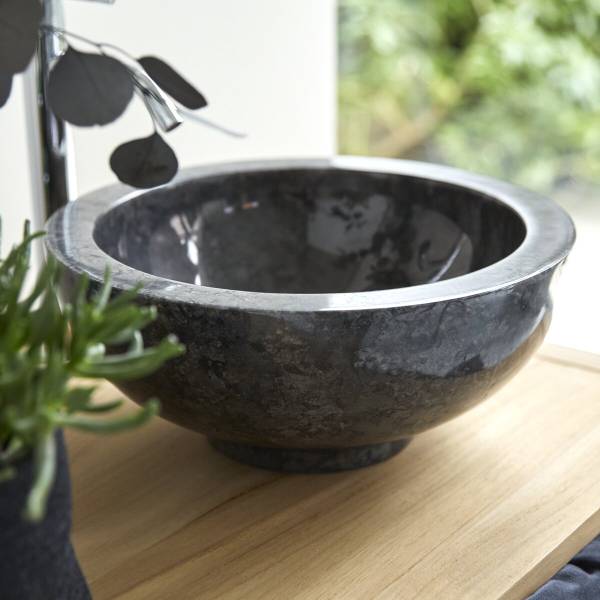 Waschbecken Bahya Schwarz - Marmor - 35 x 15 x 35 cm