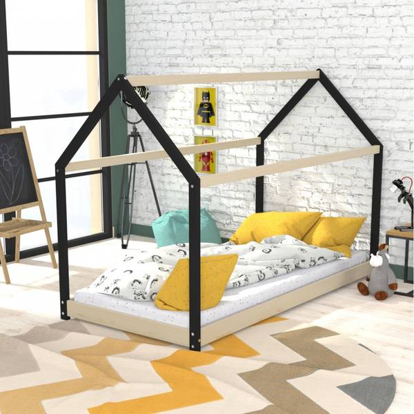 Hausbett PANDA mit Lattenrost Holz - 195 x 134 cm