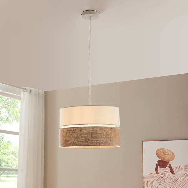 Hängeleuchte Barton Weiß - Polyester - 40 x 157 x 40 cm