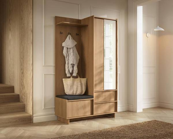 Garderobe Suna mit Kissen Braun - Holzwerkstoff - 125 x 201 x 39 cm