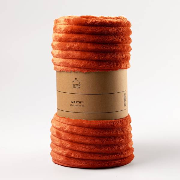 Wohndecke und Kissen Mart Marthy 3er Set Orangerot