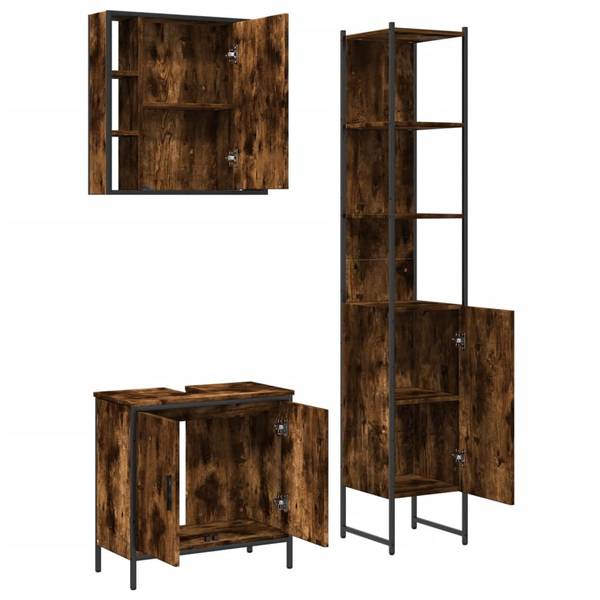 Badmöbel 3033723 3-teilig Braun - Holzwerkstoff - 16 x 60 x 60 cm