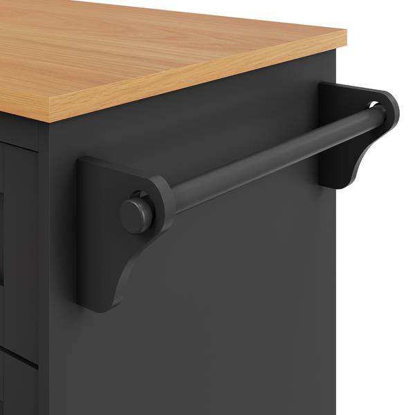 Kücheninsel Hestia Ⅵ Schwarz - Braun - Holzwerkstoff - Metall - 46 x 96 x 129 cm
