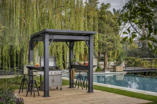 Grill-Pavillon Signature Braun - Metall - Kunststoff - 200 x 238 x 247 cm