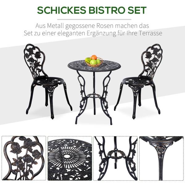 Gartenstühle 3er-Set 84B-029 Braun - Aluminium - 60 x 67 x 60 cm
