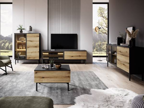 TV-Schrank LOARA Schwarz - Braun - ABS - 180 x 55 x 40 cm